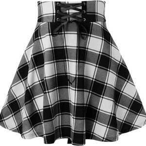 Gothic Plaid Mini Skirts for Women Short High Waist Plaid Skirts